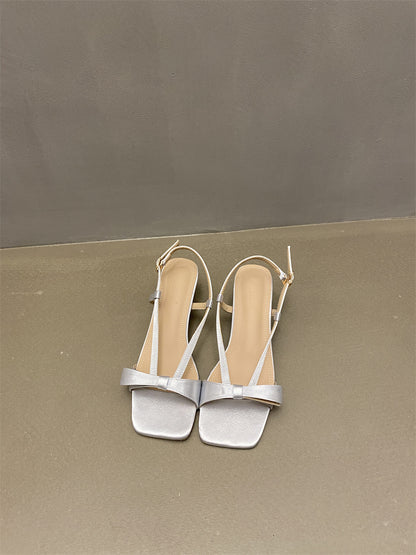 XIANGTUIBAO Spring and Autumn New Simple Strap Fashion Bowknot Lady Sandals Stiletto Heel Back Strap High Heels