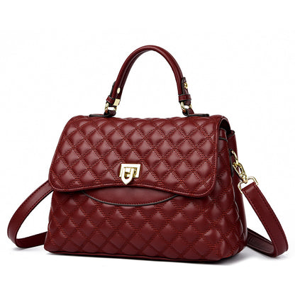 2025 Bag Autumn Women's popular Rhombus Embroidery Thread Bag Fashion Temperament Handbag Atmospheric Middle-aged Mom Bag One piece is sent on behalf of others