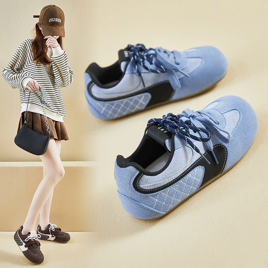 2025  ins Korean version of the new retro German training little white shoes for women's  spring students thick-soled heightening casual shoes street shot S01