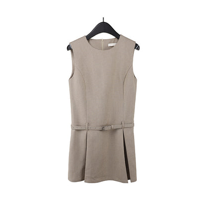2025 THE MIND high-end simple dress 2025 summer new product with belt and thin sleeveless skirt T235