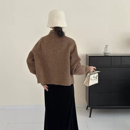 2025 Solid color lapel single-row two-button art style double-sided wool woolen jacket, premium women's jacket to keep warm in autumn and winter