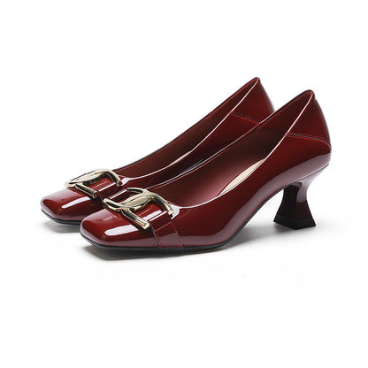 2025 6388-5 square head high heels women's new not tired feet wedding shoes 2025 autumn  light mouth stiletto single shoes women