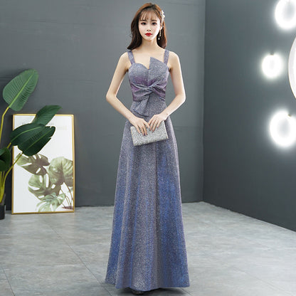 2025 Black evening dress women's  new banquet noble and elegant temperament annual meeting long host dress looks thin
