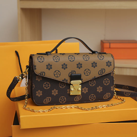 2025 Crossbody bag popular high-end contrasting color printing small square bag  retro fashion temperament bag Crossbody women versatile