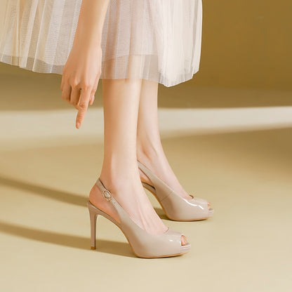 2025 848-1 Fish mouth rear empty high-heeled sandals for women 2025 women's summer new thin-heeled waterproof table, not tired of high-heeled shoes for women