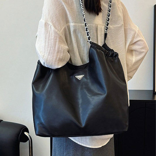 2025 Tote bag popular autumn new soft leather women's bag high-end sense large-capacity casual shoulder bag textured commuter bag