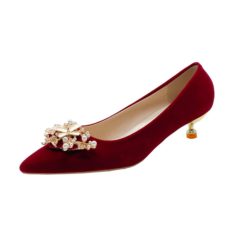 XIANGTUIBAO Red Wedding Shoes Bridal Shoes Two-Way Wear Not Tired Feet Xiuhe Main Wedding Dress High Heel Pumps Comfortable Thick Heel plus Size High Heels
