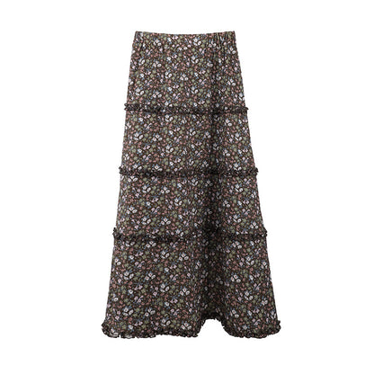 2025 THE MIND Tencel floral skirt 2025 summer new gentle wind high waist thin A-shaped skirt 011AX