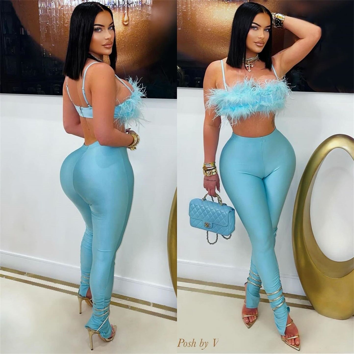 summer new women's clothing New Popular trade personalized sexy wind suspender backless tube top hip trousers set