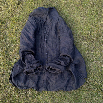 2025  Su Nian Weiyang 23/11 See you again, loose thickened ramie turtleneck cardigan button shirt in autumn and winter