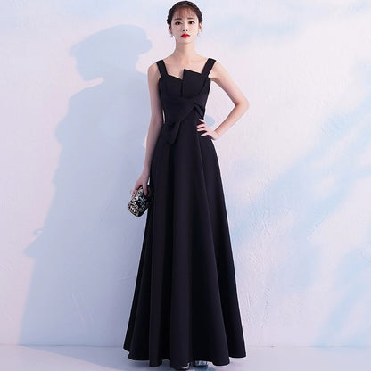 2025 Black evening dress women's  new banquet noble and elegant temperament annual meeting long host dress looks thin