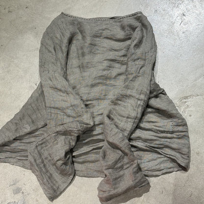 2025  Su Nian Weiyang SN24 literary and retro solid color versatile loose casual yarn-dyed linen jumper