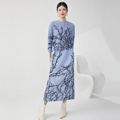 2025 Fashion Women's High-end Suit Light Luxury Age Reduction Bat Sleeve Skinny Top Split Skirt Two-piece Set