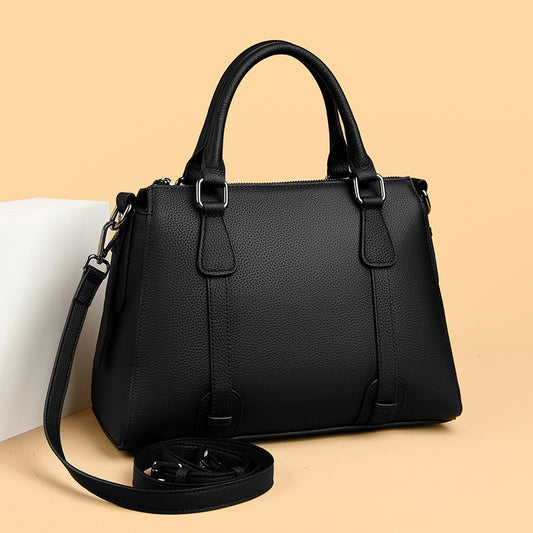 2025 First layer cowhide handbag popular autumn new simple and fashionable leather tote bag high-end messenger shoulder bag