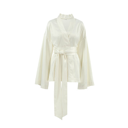 2025 Spring  sexy loose straps long-sleeved dress fashion satin dress skirt New short skirt women's clothing