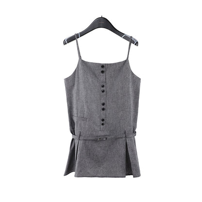2025 TEH MIND Tencel suspender skirt 2025 thirteen lines of summer new Korean version of high waist and thin A-word skirt 013AX