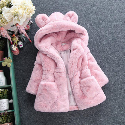 New plush warm winter thickened soft imitation rabbit hair girls small and medium children's hair sweater   explosion