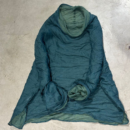 2025    23/8/tea tea/early autumn literary and retro two-color ramie high-neck shoulder loose shirt bottoming shirt