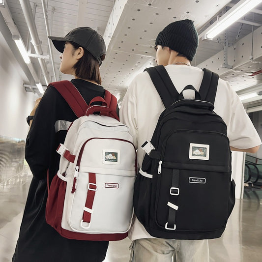 2025 School bag female high school student large capacity school bag casual backpack Korean version simple college student school bag female
