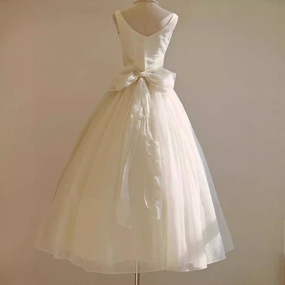 2025 light wedding dress bride small simple suspender collar small white dress retro super fairy temperament engagement dress