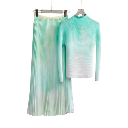 2025 Fashion pleated suit women's autumn clothing high-quality two-piece set processing custom-made 2025 Popular trade big-name women's clothing foundry