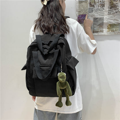 XIANGTUIBAO Solid Color Campus Schoolbag Men's and Women's Portable College Style Fashionable Simple Backpack Hong Kong Style Casual Backpack