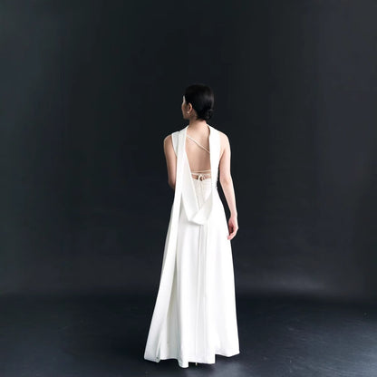 2025 Light wedding dress, white one-shoulder streamer design, morning robe, certificate, small white skirt, high-end niche light dress, fishtail skirt pendulum