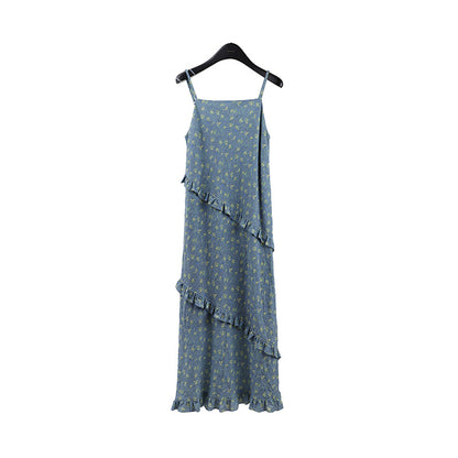 2025 THE MIND floral suspender skirt 2025 thirteen lines summer new design long dress 025AX