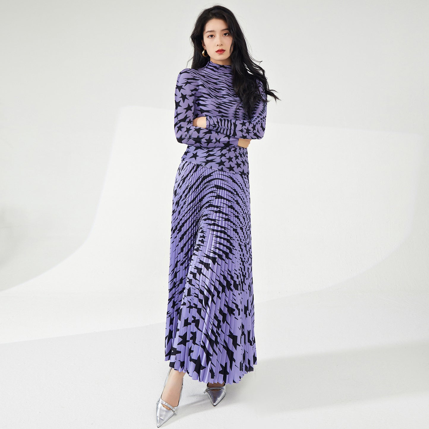 2025 Shenzhen Nanyou high-end women's clothing suit spring and summer new temperament printing fashion versatile T-shirt two-piece set
