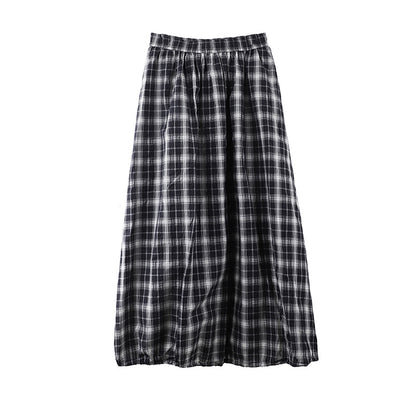 2025 THE MIND plaid cotton bud skirt 2025 summer new Korean version casual versatile high waist skirt T286