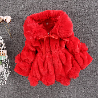 New plush warm winter thickened soft imitation rabbit hair girls small and medium children's hair sweater   explosion