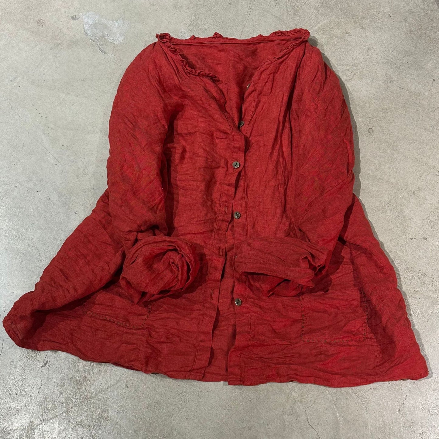 2025  24/1 SN10 casual literary versatile solid color linen long-sleeved cardigan button-up shirt