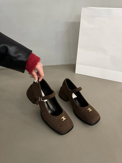 2025  High heels  evening shoes children popular new popular wedding shoes high sense thick heel Internet celebrity Mary Jane shoes