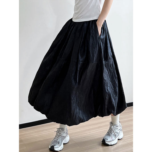 Luxi, pleated pearlescent yarn bud skirt women's summer new smart and elegant fairy glazed skirt 1635