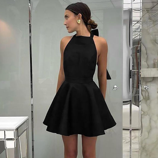 2025 sexy black high waist sleeveless neck dress   new spring fashion wholesale short skirt women