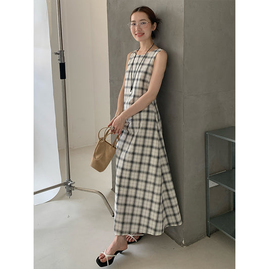2025 THE MIND Tencel linen pleated vest skirt 2025 summer new high waist slim long skirt 023AX