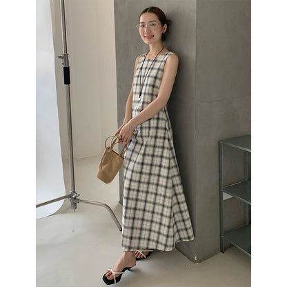 2025 THE MIND Tencel linen pleated vest skirt 2025 summer new high waist slim long skirt 023AX