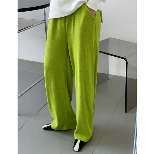 Luxi texture pleated wide-leg pants women's autumn thin floor-mopping pants high waist drape straight casual pants 2251