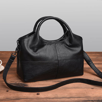 2025 bags popular autumn new high-end soft leather handbags with simple temperament middle-aged mother bags wholesale