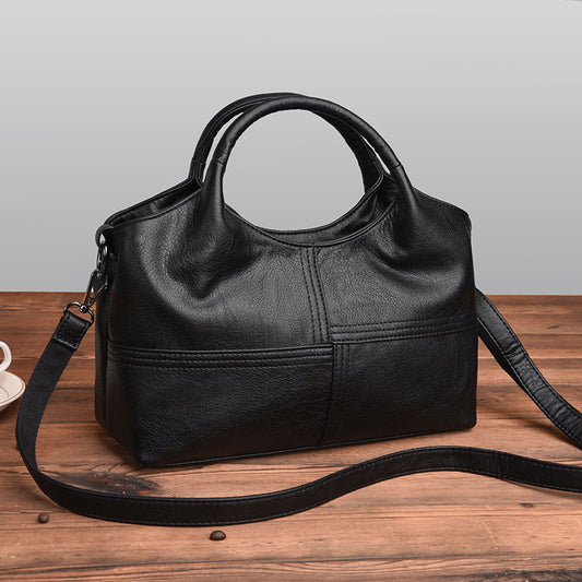 2025 bags popular autumn new high-end soft leather handbags with simple temperament middle-aged mother bags wholesale