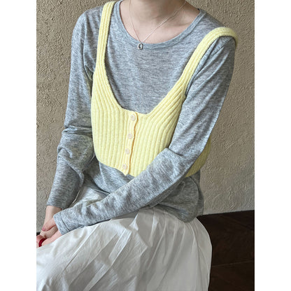 Luxi short outer chest-wrapped vest women's popular autumn ins fashion sweet and spicy knitted small suspender vest ss519