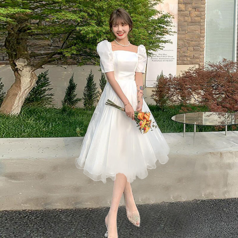 2025 light wedding dress  new bride Mori super fairy simple temperament go out welcome dress dress dress princess style