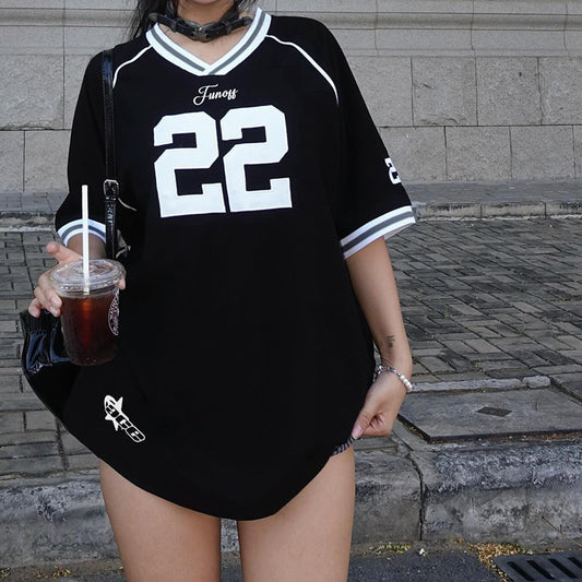 popular n street retro printing short-sleeved T-shirt women's summer new sports style loose casual versatile