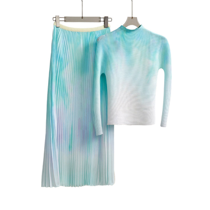 2025 Fashion pleated suit women's autumn clothing high-quality two-piece set processing custom-made 2025 Popular trade big-name women's clothing foundry