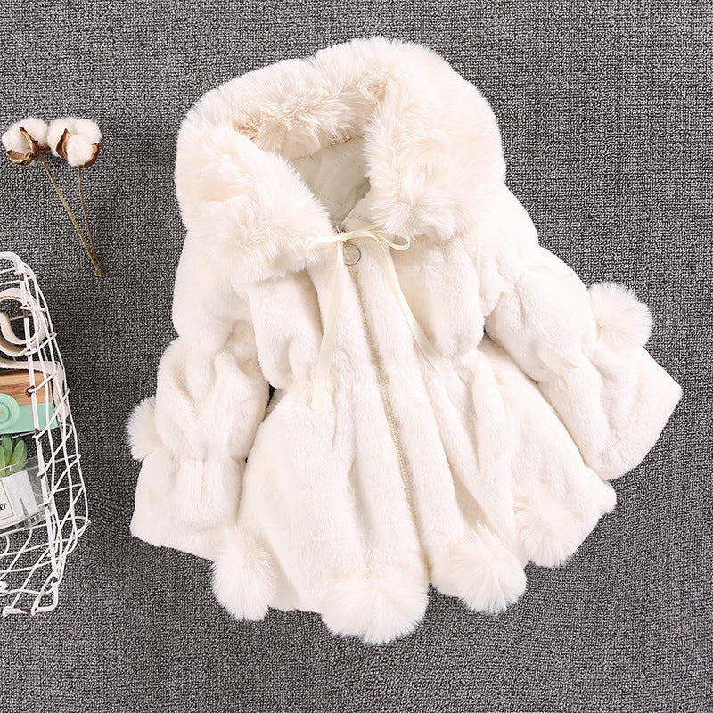 New plush warm winter thickened soft imitation rabbit hair girls small and medium children's hair sweater   explosion