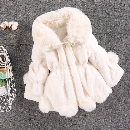 New plush warm winter thickened soft imitation rabbit hair girls small and medium children's hair sweater   explosion