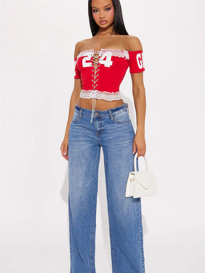 summer new New  slim-fit printed street sexy babes lace-up halter vest top