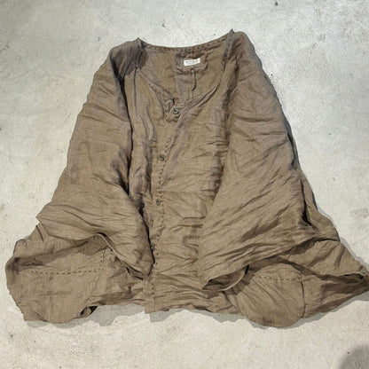 2025    23/4/Half Dust/Literary Retro Linen Hand Sewn Thread Breasted Loose Shoulder Shoulder Shirt