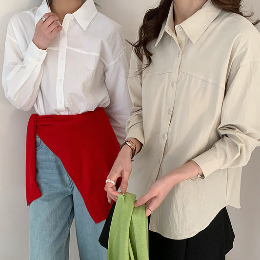 [Customized] Shirt girl  spring new high-count pure cotton white medium and long shirt commuting lazy wind