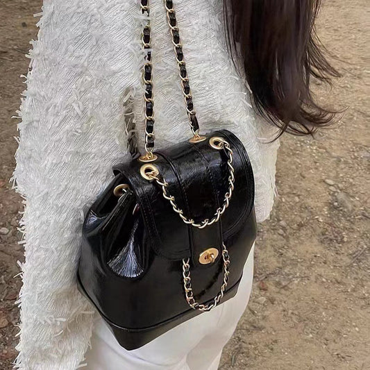 XIANGTUIBAO South Korea Niche Autumn and Winter Mini Chanel Style Chain Backpack Female Ins Blogger Student Oil Wax Leather Shoulder Bag